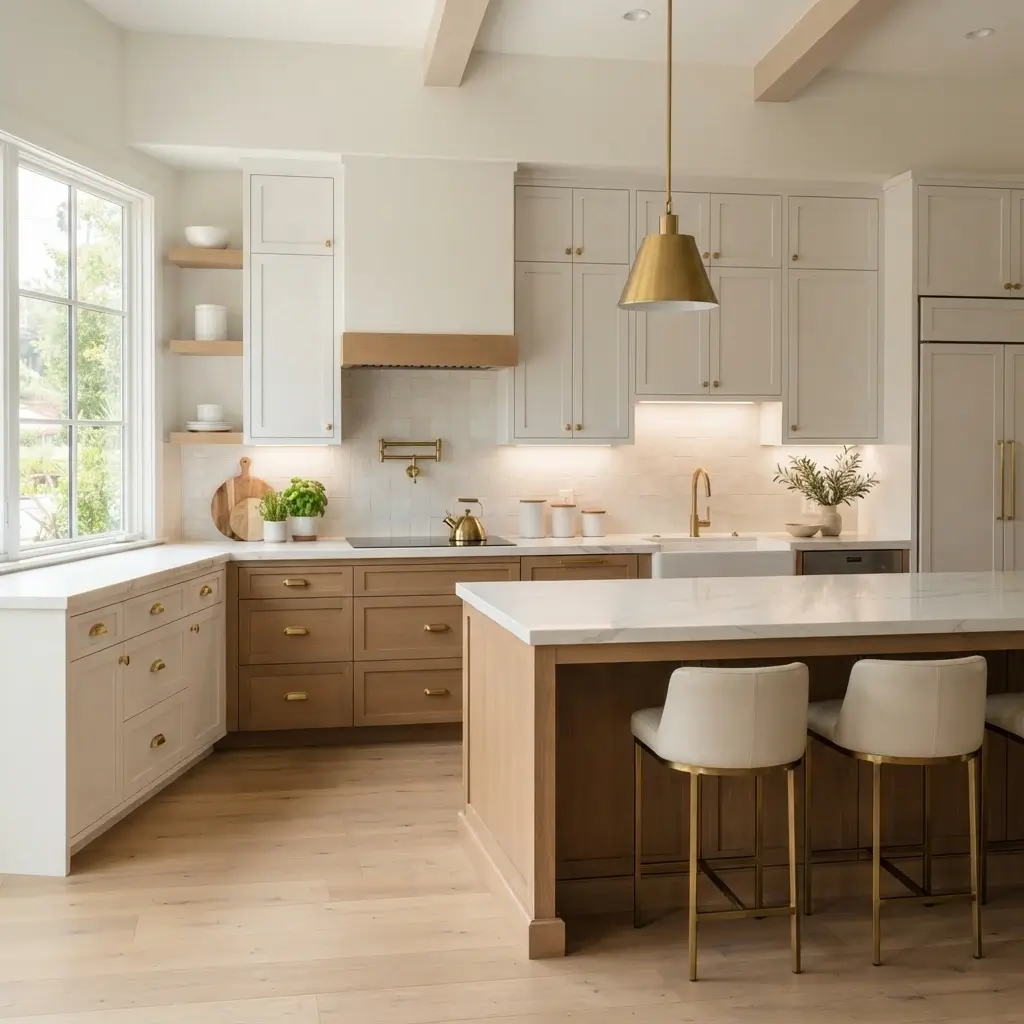 Custom kitchen cabinets and quartz countertops installed in a Los Altos, CA home