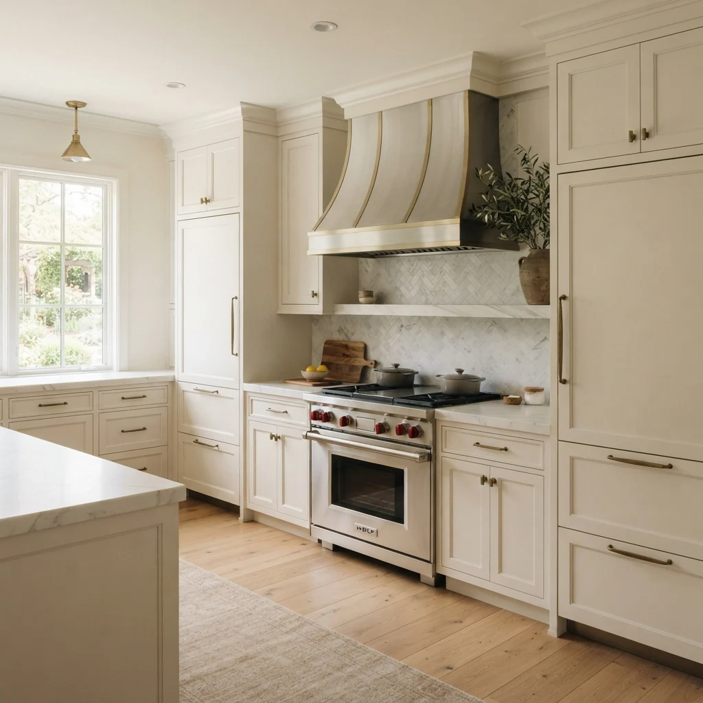 Full kitchen renovation in Atherton with custom cabinets, countertops, and appliance suite