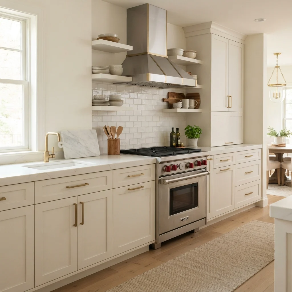 saratoga kitchen remodel range hood subway tile